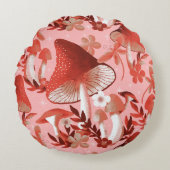 Champignons Coussin rond rose et rouge (Devant)