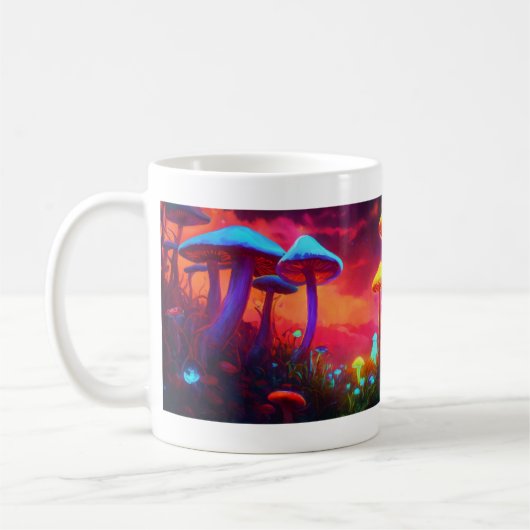 Champignons de néon : Conception de Mug de lumière (Gauche)