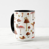 Champignons et insectes Aquarelle Bois Mug (Devant gauche)