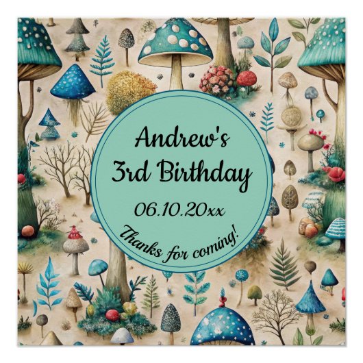 Champignons Fairyland Anniversaire Affiche de bien (Devant)
