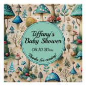 Champignons Fairyland Baby shower Affiche de bienv (Devant)