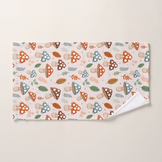 Champignons, Feuillage d'automne, Nature Patten (Serviette à main)