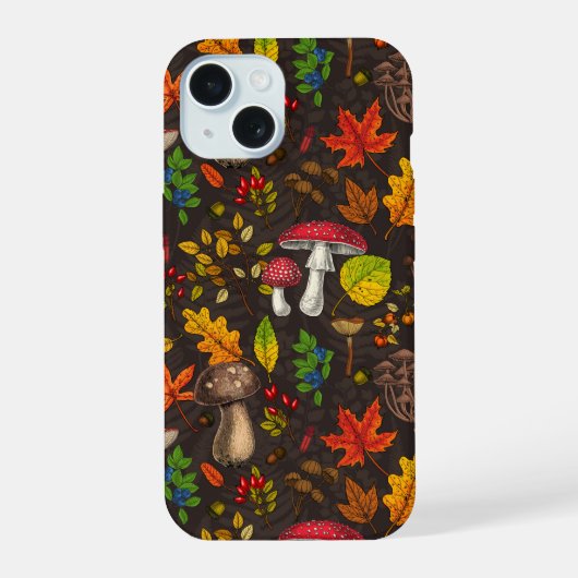 Champignons, feuilles, noix et baies d'automne sur (Verso)