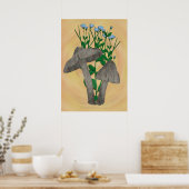 Champignons gris avec affiche en lin Imprimer (Cuisine)