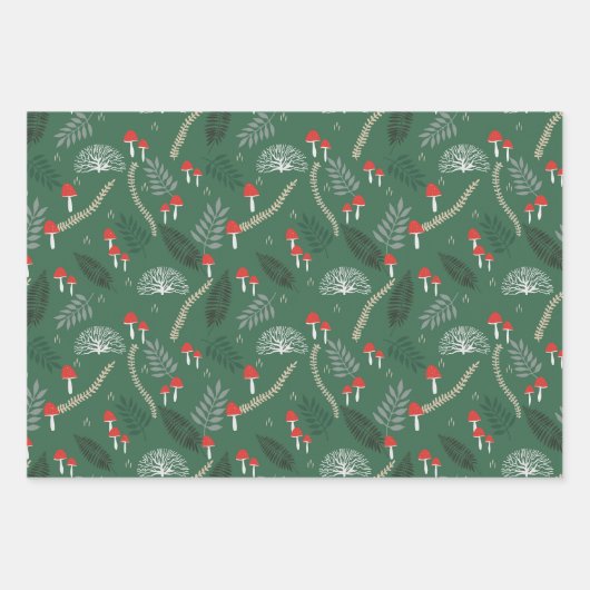 Champignons Noël emballage papier d'emballage forê (Devant 3)