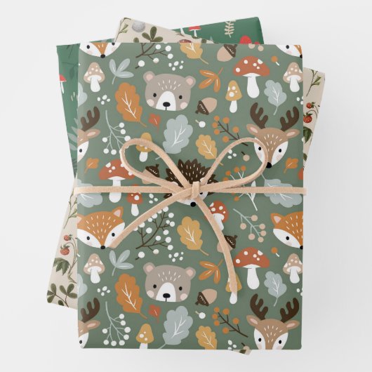 Champignons Noël emballage papier d'emballage forê (En situation)