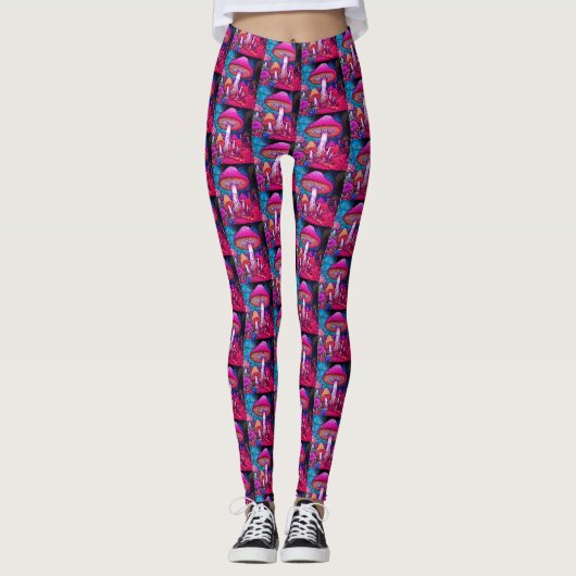 Champignons noirs violets sur des leggings moderne (Devant)
