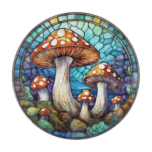 Champignons Planche à découper en verre (Devant)
