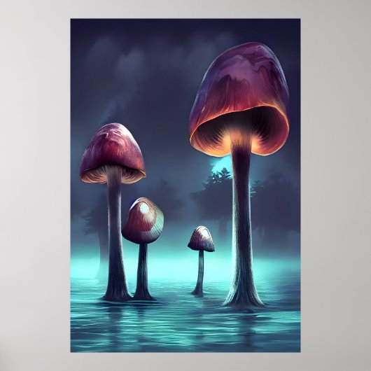 Champignons poussant dans la mer | AI Art Poster (Devant)