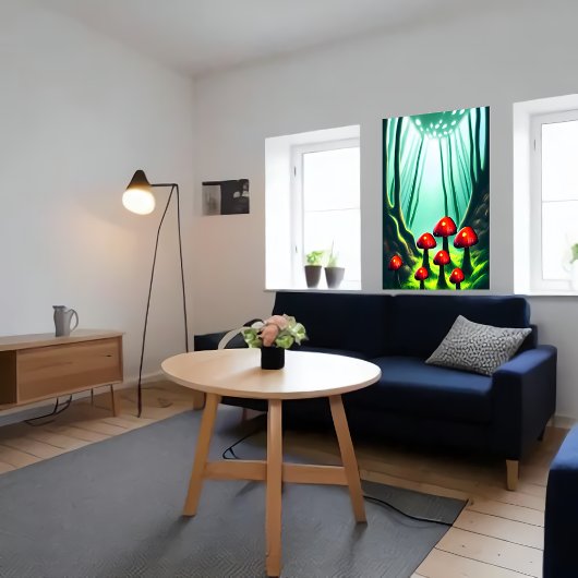 Champignons rouges dans la forêt | AI Art Poster