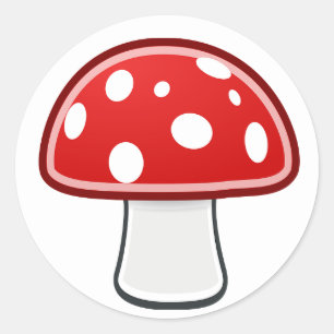 Champignons rouges et blancs sur Sticker blanc