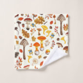 Champignons sauvages sur blanc (Gant de toilette)