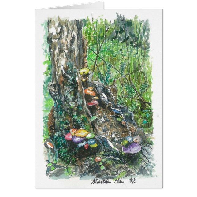 champignons sur un tronc d'arbre de décomposition (Devant)