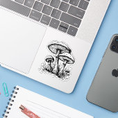 Champignons vinyl sticker (Laptop met iPhone)