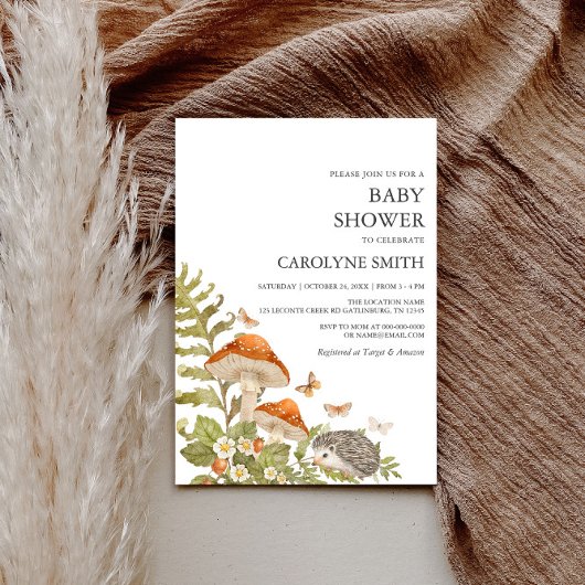Champignons Woodland Nature Baby shower Invitation