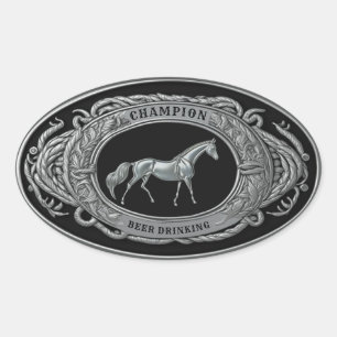 Champion Beer Drink Evenementen Sport Westerne Ges Ovale Sticker