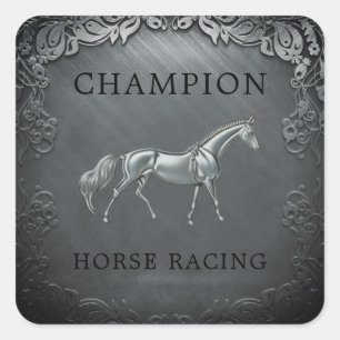 Champion Horse Racing Championship gegraveerde pla Vierkante Sticker