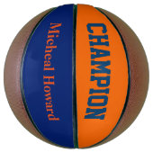 champion in donkerblauw en oranje mini basketbal (Verticaal)