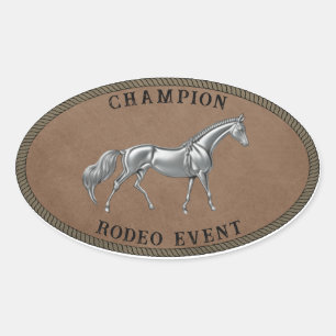 Champion Rodeo Event Country Western Personalisere Ovale Sticker