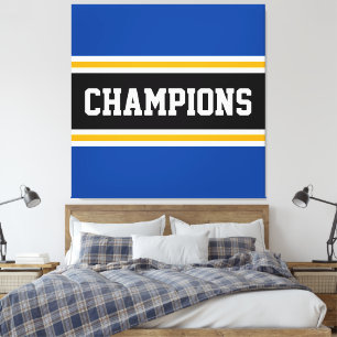 CHAMPIONS Bright Athletic Black Stripes Canvas Afdruk