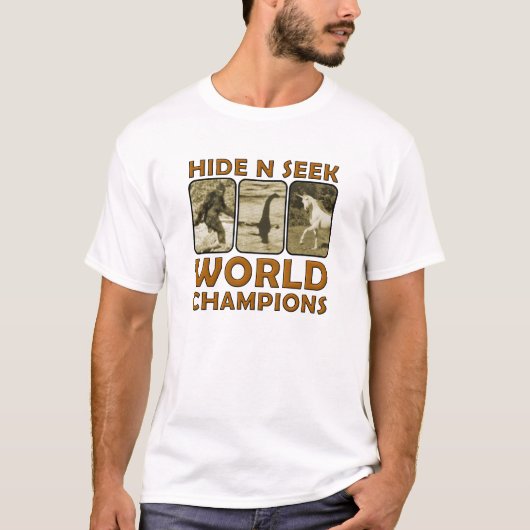 Champions du Monde de Cache-Cache T-shirt Drôle Bl (Devant)