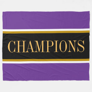 CHAMPIONS Koningsblauw Zwart Witte Racing Strepen  Fleece Deken