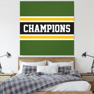 CHAMPIONS Sportief Vet Groen Zwart Oranje Strepen Canvas Afdruk