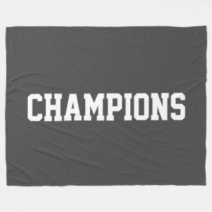 CHAMPIONS Vet atletisch witte tekst op diep grijs Fleece Deken