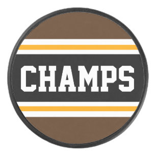 CHAMPS Bruin Zwart Geel Wit Sportieve Strepen Hockey Puck