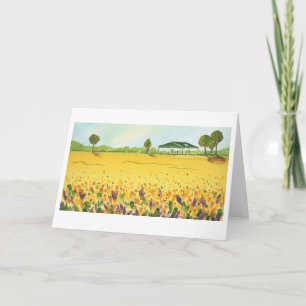 Champs de fleurs à la carte de voeux pliée Hunting