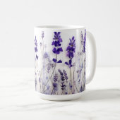 Champs de lavande 15 oz de café Mug (Devant droit)