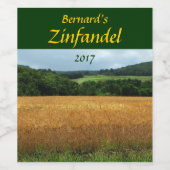 Champs de récolte de céréales Vin Étiquette (Étiquettes simples)