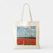 Champs de tulipe rouge Hollande vue sac fourre-tou (Dos)