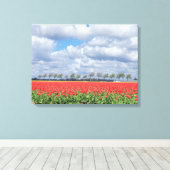 Champs de tulipe rouges, vue impression de toile (Insitu (Plancher de Bois))