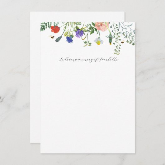 Champs fleurs sauvages dans la carte mémoire aimer (Devant / Derrière)