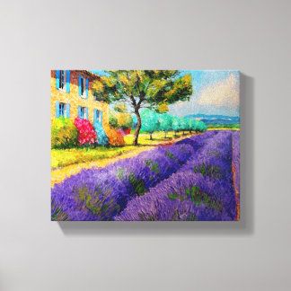 Champs lavande en Provence Aquarelle toile Imprime