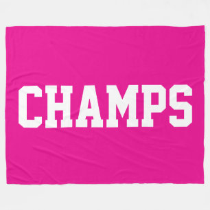 CHAMPS Vet atletisch witte tekst op helder roze Fleece Deken