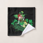Chance Trèfle Vert Fée Rouge Cheveux Shamrock (Gant de toilette)