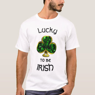 Chanceux d'être Shamrock irlandais et t-shirt homm