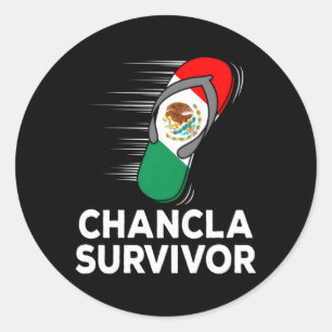 Chancla Survivor Mexicaanse vlag grap Ronde Sticker