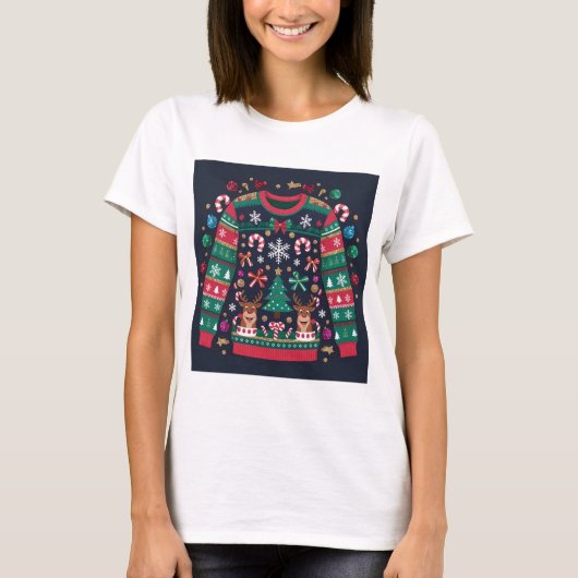 Chandail de Noël moche T-shirt esthétique (Devant)