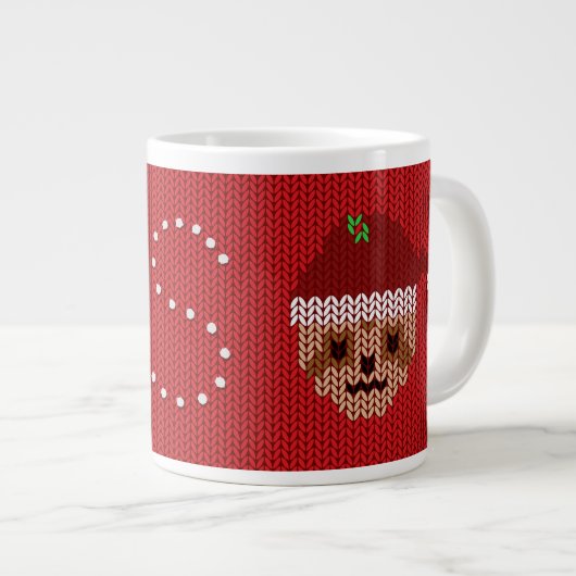 Chandail de Noël Monogramme Géant Mug de café (Devant droit)