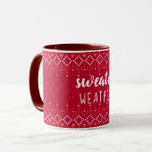 Chandail de Noël rouge Météo Deux Tone Café Mug (Devant gauche)