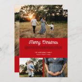 Chandail de Noël Rouge Whimsical Marques Carte pho (Devant / Derrière)