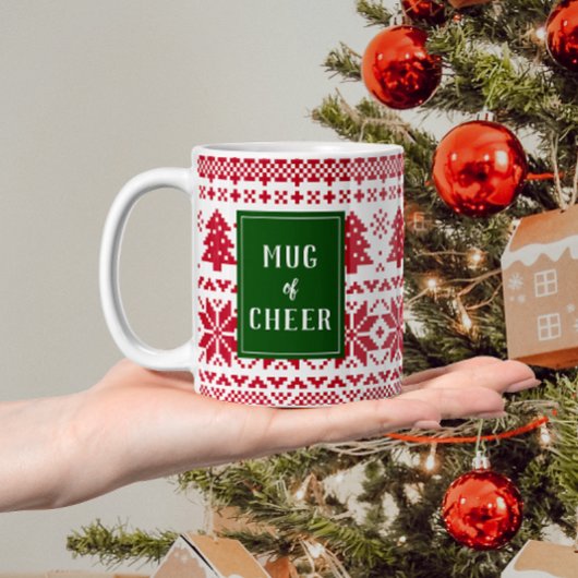 Chandail Knit vert et rouge Mug de Noël Cheer