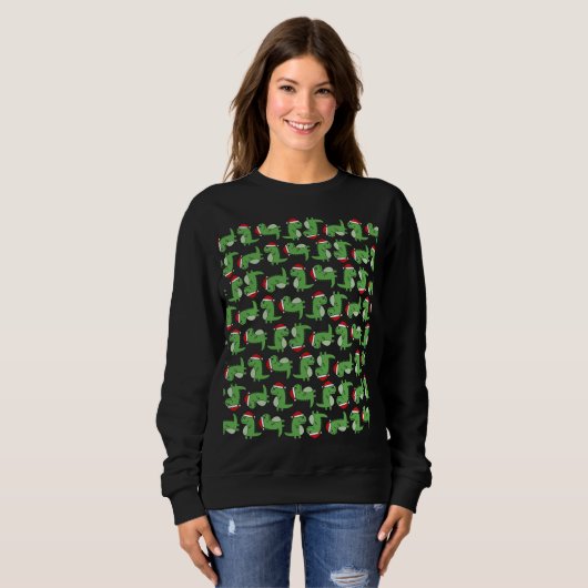Chandail mignon de pullover de dinosaure de Noël (Devant entier)