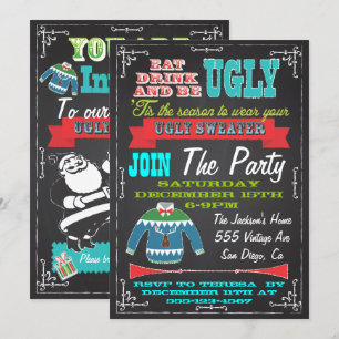 Chandail noir moche Invitations de Noël