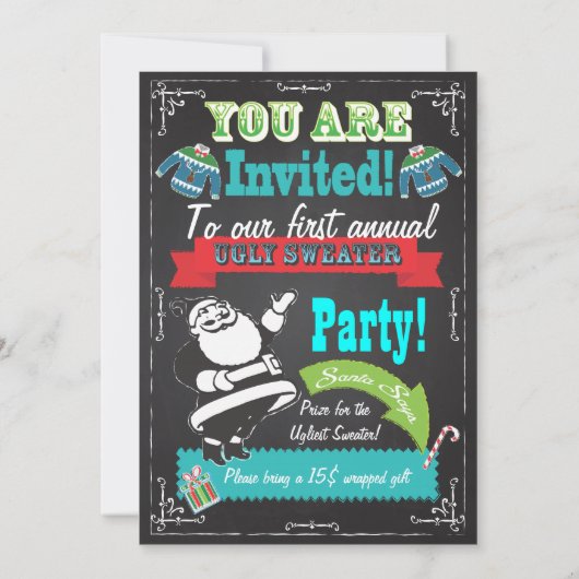 Chandail noir moche Invitations de Noël (Dos)