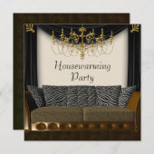 Chandeleir Zebra Sofa Housewarming Party Kaart (Voorkant / Achterkant)