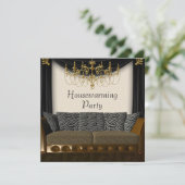 Chandeleir Zebra Sofa Housewarming Party Kaart (Staand voorkant)